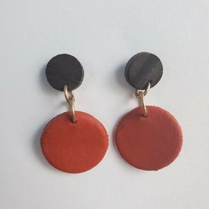 Dark wood and orange earrings